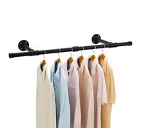 IBUYKE 94cm Tringle à Vêtement Mural, Barre Penderie Murale, Noir TYJ006H | Métal Portant à Vêtements Murale Industriel, Capacité de Charge de 50kg, Porte Manteau pour Suspendre des Vêtements