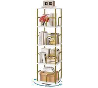 IBUYKE Bibliotheque Rotative à 4 Niveaux,Bibliotheque Angle,Blanc TBC004GW | Bibliothèque Tournante à 360° Étagère Pivotante Verticale Bibliothèque Enfant en Bois pour Chambre Salon Bureau
