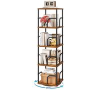 IBUYKE Bibliotheque Rotative à 4 Niveaux,Bibliotheque Angle,Marron TBC004H | Bibliothèque Tournante à 360° Étagère Pivotante Verticale Bibliothèque Enfant en Bois pour Chambre Salon Bureau