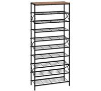 IBUYKE Étagère à Chaussures 10 Niveaux, 40 Paires, Rustique Marron TXJ010H | Grande Capacité, Gain de Place Rangement Chaussures, Porte Chaussures en Métal pour Entrée Couloir Salon, 71 x 28 x 164.5cm