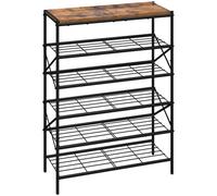 IBUYKE Étagère à Chaussures à 6 Niveaux, 24 Paires, Rustique Marron TXJ016H | Grande Capacité, Gain de Place Rangement Chaussures, Porte Chaussures en Métal pour Entrée Couloir Salon, 71 x 28 x 96.5cm