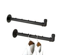 IBUYKE Lot de 2 Tringle à Vêtement Murale 40cm, Métal, Noir TYJ008H-2 | Portant à Vêtements Murale Industriel, Multifonctionnelle Barre de Penderie Murale, Pour Chambre Salon Salle de Bains
