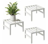 IBUYKE Lot de 3 Supports en Métal pour Plantes d'Intérieur, Blanc TMJ075W-3 | 30cm Petits Supports Robustes pour Pots de Fleurs, Étagère Carrée pour Plantes pour Salon Balcon Jardin Extérieur