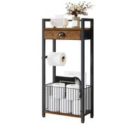 IBUYKE Porte Papier Toilette sur Pied Dérouleur Papier Toilette Range | Modèle autonome, avec tiroir, étagère de rangement étroite, pouvant contenir 6 à 12 rouleaux de papier toilette TLJ032H