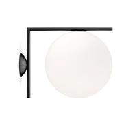 FLOS Applique murale IC Lights C/W2 – laiton chromé et verre opale – Noir-opale