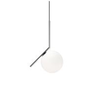 FLOS Suspension IC S1 – Verre soufflé et métal H 47 cm Ø 20 cm Chrome-opale