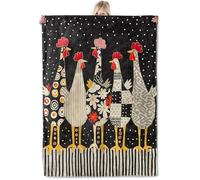 ICAAV Couverture amusante en flanelle légère avec motif de poule et coq de ferme - Jeté de maison de campagne noir et blanc avec motif de poule insolite, décoration campagnard - Cadeau pour femme