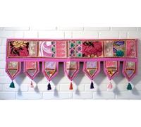 ICC Valances pour fenêtres Toran Coton Vintage Patchwork Porte Suspendu Cantonnière Fenêtre Brodée à la Main Bohème Décor Salon Mur Chambre Salon Maison Décorations Fait Main Rose 101,6 cm