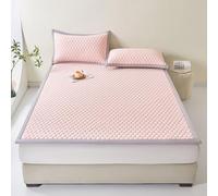 Ice Silk Surmatelas pliable d'été rafraîchissant en coton haute élasticité Multicolore Plusieurs tailles Rose 180 x 200 cm