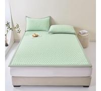 Ice Silk Surmatelas pliable d'été rafraîchissant en coton haute élasticité Multicolore Plusieurs tailles Vert 180 x 200 cm