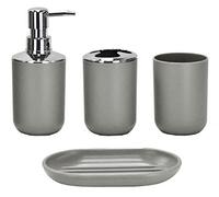 Icegrey Design Moderne 4 PièCes Ensemble D'Accessoires De Salle De Bain Bouteilles De Lotion, Porte-Brosse à Dents, Tasse à Dents, Porte-Savon, Gris-Quatre