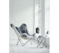 Iceland Flying Goose Tabouret en peau de mouton Cuero Chrome / Shorn blanc - 7340172614562