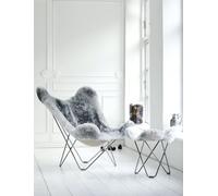 Iceland Flying Goose Tabouret en peau de mouton Cuero Chrome / Shorn noir - 7340172614654