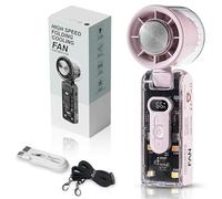 Icerush Turbo - Ventilateur à main avec plaque de refroidissement instantanée et lumière LED, ventilateur de glace portable, mini ventilateur de refroidissement pliable avec écran numérique