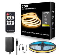 icever Bande LED COB homologuée ETL, blanc chaud 2700 K, 10 m, 24 V, bande lumineuse COB avec 3200 LED, CRI 90+, télécommande, bloc d'alimentation 24 V, lumières LED pour armoires, éclairage de