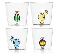 Ichendorf Lot de 4 verres à eau en verre décoré Cactus fleur rose Desert Plants