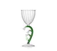 Ichendorf Milano Calice Optico, fleur blanche, collection botanique, 28 cl, verre borosilicate, fait à la main