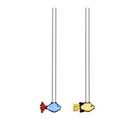 Ichendorf Milano Lot de 2 pailles poissons bleu et ambre plus brosse | Collection Marine Garden | H 20 cm | Verre borosilicate | Fait à la main