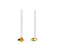Ichendorf Milano Lot de 2 pailles Poissons Orange et Ambre | Collection Marine Garden | H 20 cm | Verre borosilicate | Fait à la main