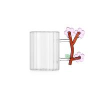 Ichendorf Milano Mug Optique Fleur de Pêche, Collection Botanique, 45 cl, Verre borosilicate, Fait à la main