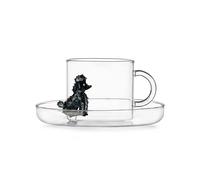 Ichendorf Milano Tasse à thé avec soucoupe caniche, collection Dogs, 30 cl, verre borosilicate, fait à la main