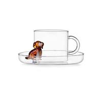 Ichendorf Milano Tasse à thé avec soucoupe Golden Retriever, Collection Dogs, 30 cl, verre borosilicate, fait à la main