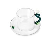 Ichendorf Milano Tasse à thé papillon avec soucoupe baies, collection Fruits & Flowers, 30 cl, verre borosilicaté, fait à la main