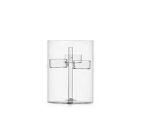 Ichendorf Milano Tealight Lot de 3 Bougies Chauffe-Plat Transparent Collection Iris, H15,5 cm, Verre borosilicaté, Fait à la Main