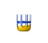 Ichendorf Milano Tumbler, bleu et jaune, collection Gesti, 35 cl, verre soufflé à la bouche, fini à la main