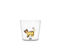 Ichendorf Milano Tumbler Chat Ambre avec Rayures Blanches, Collection Tabby Cat, 30 cl, Verre borosilicate, fait à la main
