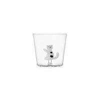 Ichendorf Milano Tumbler Chat Blanc avec Taches Noires, Collection Tabby Cat, 30 cl, Verre borosilicaté, fait à la main