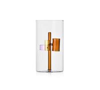 Ichendorf Milano Vase 3 Bougies Ambre, Collection Iris, H20 cm, Verre borosilicaté, Fait à la Main