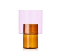 Ichendorf Milano Vase B, Collection Boreale, H20,5 cm, Ambre - Rose, Verre borosilicaté, Fait Main