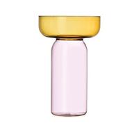 Ichendorf Milano Vase cylindrique, Collection Aura, Ambre et Rose, H31 cm, Verre borosilicaté, Fait à la Main
