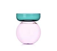 Ichendorf Milano Vase cylindrique, Collection Aura, pétrole et Rose, H25 cm, Verre Borosilicate, Fait à la Main