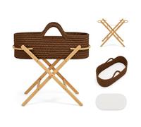 Ickle Bubba Nova Couffin Bébé avec Support Pliable et Matelas - Berceau Bébé Nomade en Crochet, dès la Naissance jusqu'à 9 kg, Léger et Pliable pour la Maison et Les Déplacements (Moka/Pin)