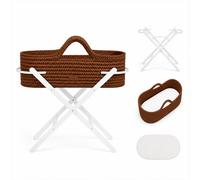Ickle Bubba Nova Couffin Bébé avec Support Pliable et Matelas - Berceau Bébé Nomade en Crochet, dès la Naissance jusqu'à 9 kg, Léger et Pliable pour la Maison et Les Déplacements (Moka/Blanc)