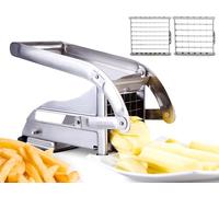 ICO Coupe Frite en Acier Inoxydable, Découpe Frites avec Base Ventouse Antidérapante pour Frites Maison et Bâtonnets de Légumes, Coupe Frites Manual