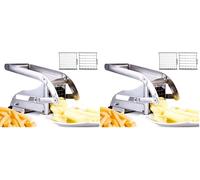 ICO Coupe Frite en Acier Inoxydable, Découpe Frites avec Base Ventouse Antidérapante pour Frites Maison et Bâtonnets de Légumes, Coupe Frites Manual (Lot de 2)