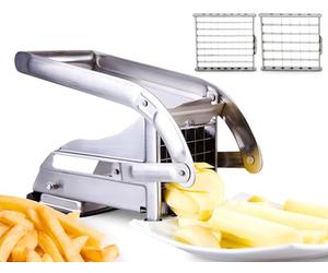 ICO Coupe Frites Manuel avec Deux lames Tranchantes En Acier Inoxydable, Coupe Frite Equipé d'une Base D'aspiration Sécurisée, Decoupe Frite Inox