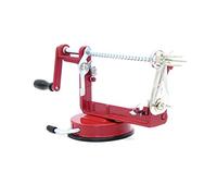 ICO Eplucheur de Pomme et Machine à Évider, Pele Pomme en Aluminium avec Base à Ventouse Sécurisée et 3 Fonctions Éplucher, Évider et Trancher, Rouge