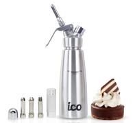 ICO Siphon Chantilly Professionnel 500ml, Syphon Cuisine Chantilly en Acier Inoxydable pour Crème Fouettée, Sauces, Espumas et Liqueurs Infusées, Compatible Cartouches de Protoxyde d'Azote Standard