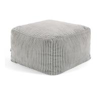 Icon Amara Tabouret Velours Côtelé, Pouf Repose Pieds avec Remplissage, Tabouret Pouf, Meuble Salon, Decoration Chambre, Gris