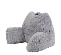 Icon Coussin de Lecture, Tissu Sherpa, Oreiller de Soutien avec Remplissage, Coussin de Lecture pour Lit, Meuble Chambre, Decoration Chambre, Gris