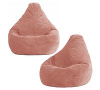 Icon Dalton Enfant Pouf Velours Côtelé avec Remplissage, Lot de 2, Rose | Fabriqué en Europe, Pouf Enfant, Pouf Poire, Tissu en Velours Côtelé Doux, Confortable Fauteuil Enfant pour Salon et Chambre
