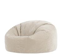 Icon Kingston Pouf XXL Velours Côtelé et Tabouret avec Remplissage, Beige | Fabriqué en Europe, Pouf Adulte, Pouf Poire, Tissu en Velours Côtelé Doux, Fauteuil Confortable pour Salon et Chambre