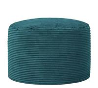 Icon Milano Tabouret Velours Côtelé, Pouf Rond, Pouf Repose Pieds avec Remplissage, Meuble Salon, Decoration Chambre, Bleu Canard