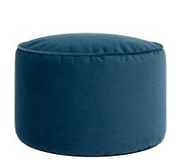 Icon Milano Tabouret Velours, Pouf Repose Pieds avec Remplissage, Bleu | Fabriqué en Europe, Grand Pouf Rond, Pouf Poire, Tissu de Velours en Peluche, Tabouret Pouf pour Salon et Chambre