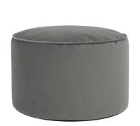 Icon Milano Tabouret Velours, Pouf Repose Pieds avec Remplissage, Gris | Fabriqué en Europe, Grand Pouf Rond, Pouf Poire, Tissu de Velours en Peluche, Tabouret Pouf pour Salon et Chambre