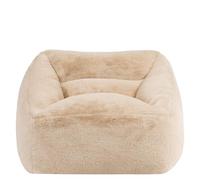 Icon Natalia Fauteuil Pouf, Lapin Fausse Fourrure, Gros Pouf avec Remplissage, Fauteuil Salon Confortable, 1 Place, Chaise Chambre, Meuble Salon, Beige